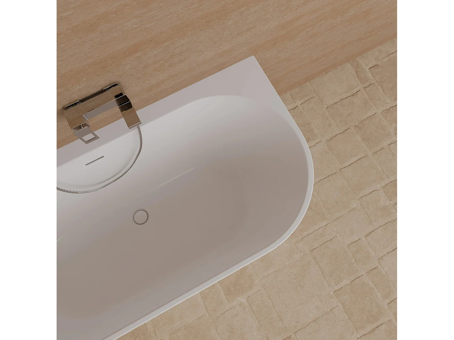 Baignoire Ilot Cosmic 160 gauche blanche 160 x76 x58 cm, by SPALINA