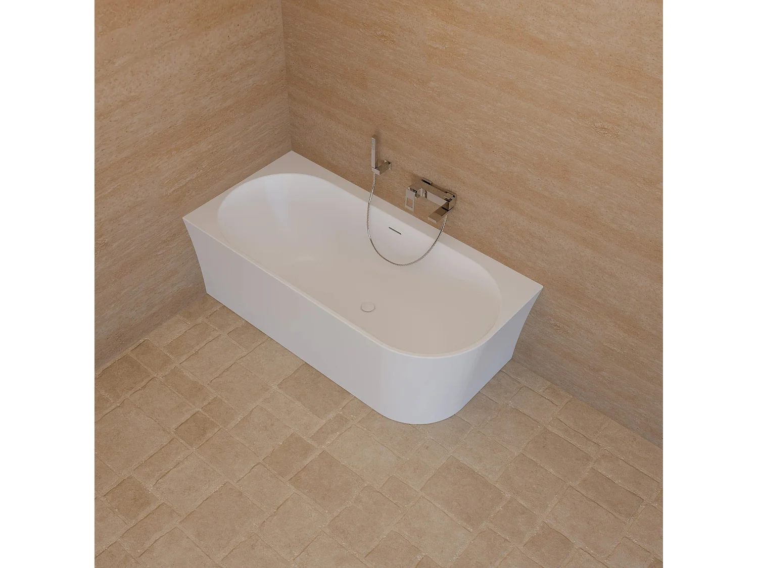 Baignoire Ilot Cosmic 160 gauche blanche 160 x76 x58 cm, by SPALINA