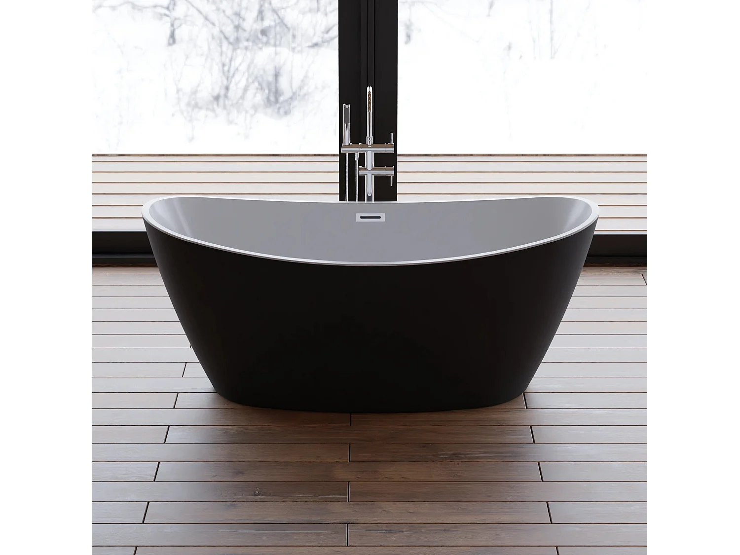 Baignoire Ilot Neroon 2.0 160 noire 160 x75 x67 cm, by SPALINA