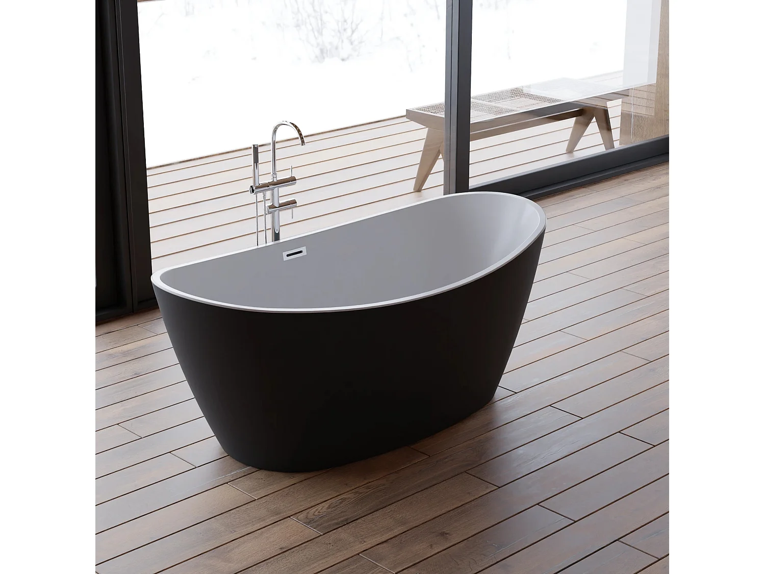 Baignoire Ilot Neroon 2.0 160 noire 160 x75 x67 cm, by SPALINA