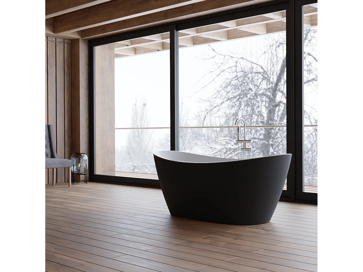 Baignoire Ilot Neroon 2.0 160 noire 160 x75 x67 cm, by SPALINA
