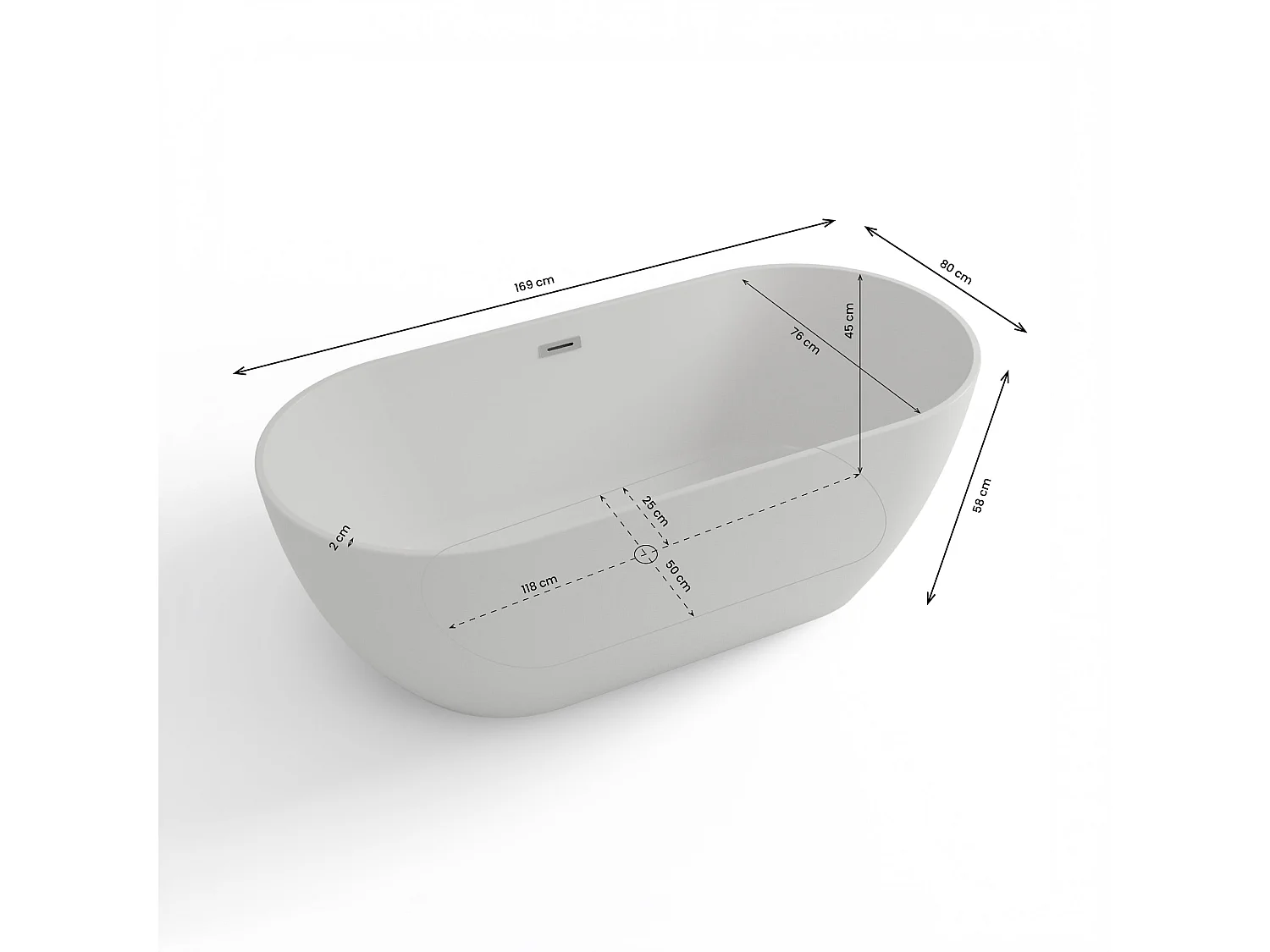 Baignoire Ilot Eden 169 169 x80 x58 cm, by SPALINA
