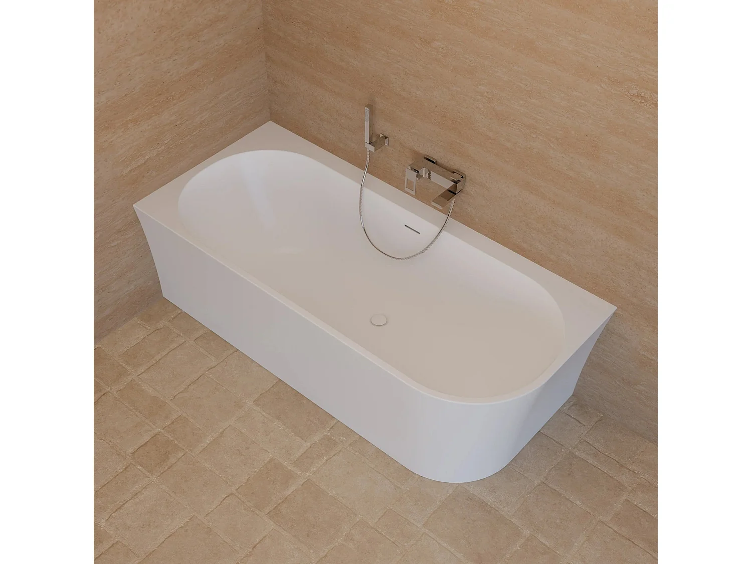 Baignoire Ilot Cosmic 180 gauche blanche 180 x80 x58 cm, by SPALINA