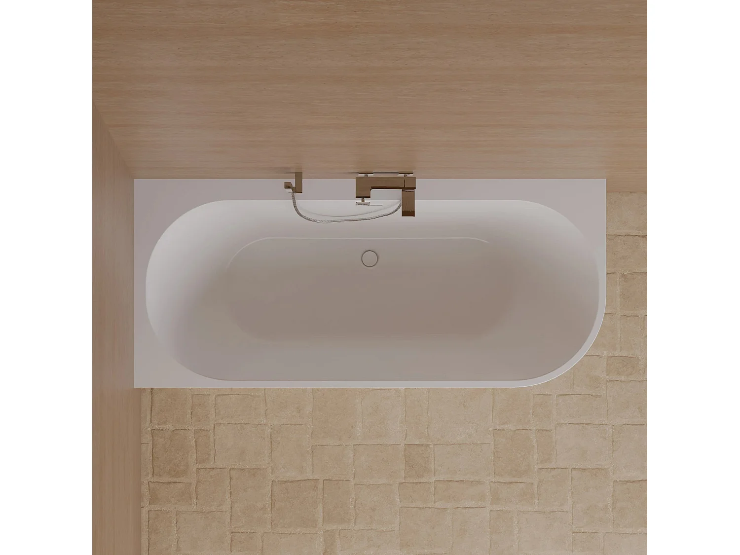 Baignoire Ilot Cosmic 180 gauche blanche 180 x80 x58 cm, by SPALINA