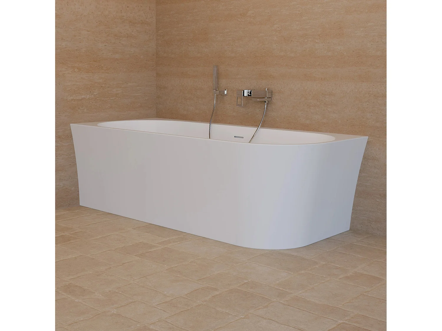 Baignoire Ilot Cosmic 180 gauche blanche 180 x80 x58 cm, by SPALINA