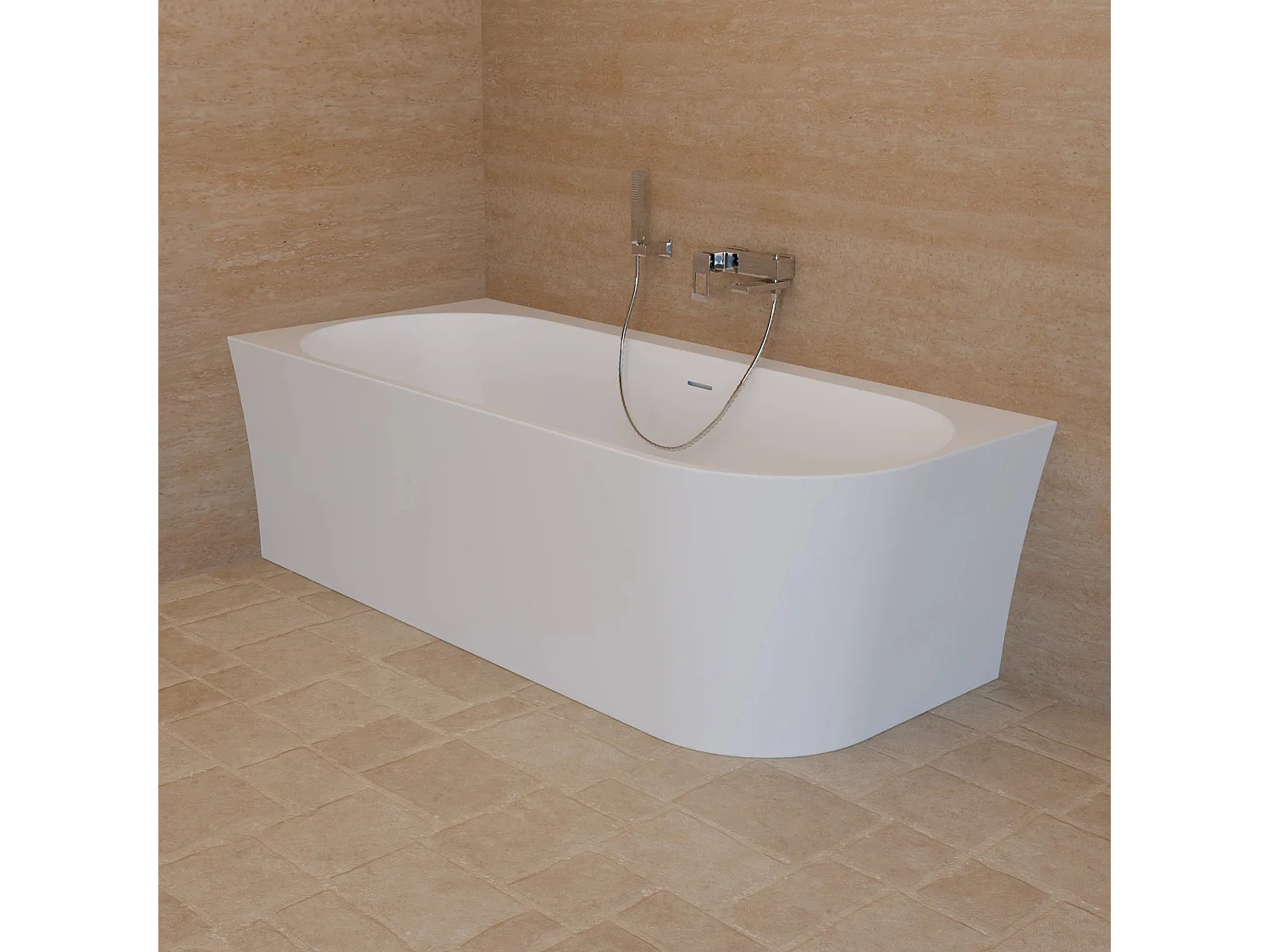 Baignoire Ilot Cosmic 180 gauche blanche 180 x80 x58 cm, by SPALINA