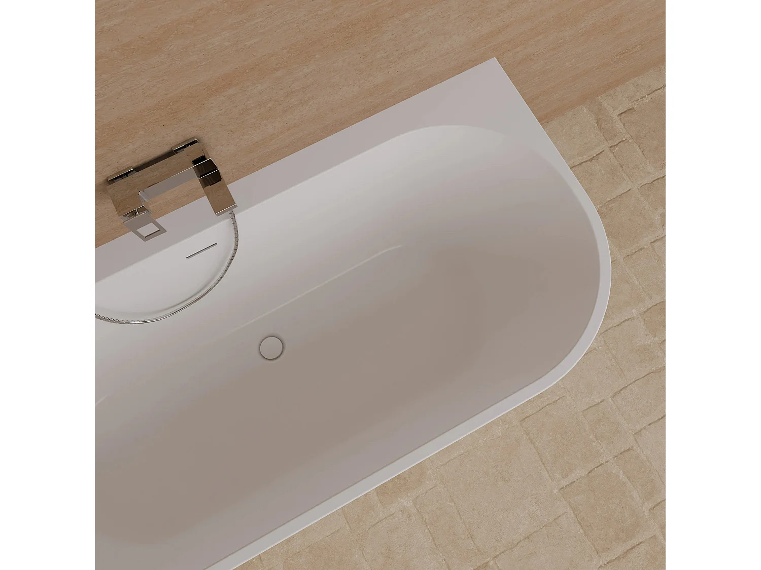 Baignoire Ilot Cosmic 180 gauche blanche 180 x80 x58 cm, by SPALINA