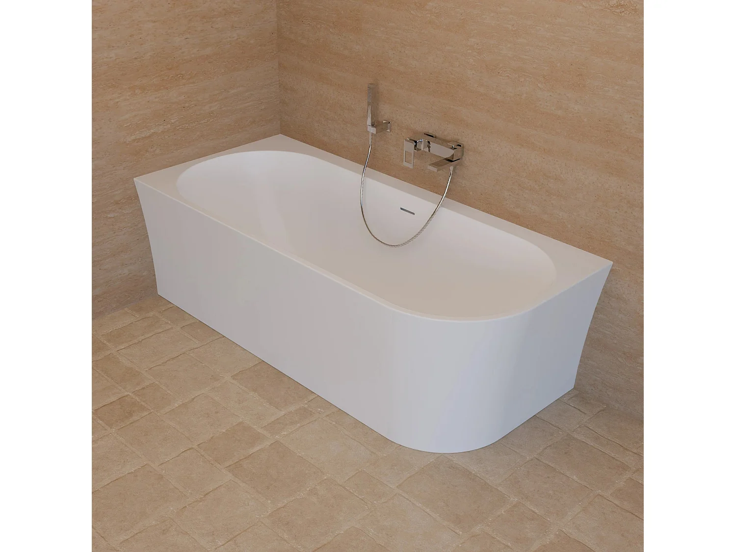 Baignoire Ilot Cosmic 180 gauche blanche 180 x80 x58 cm, by SPALINA