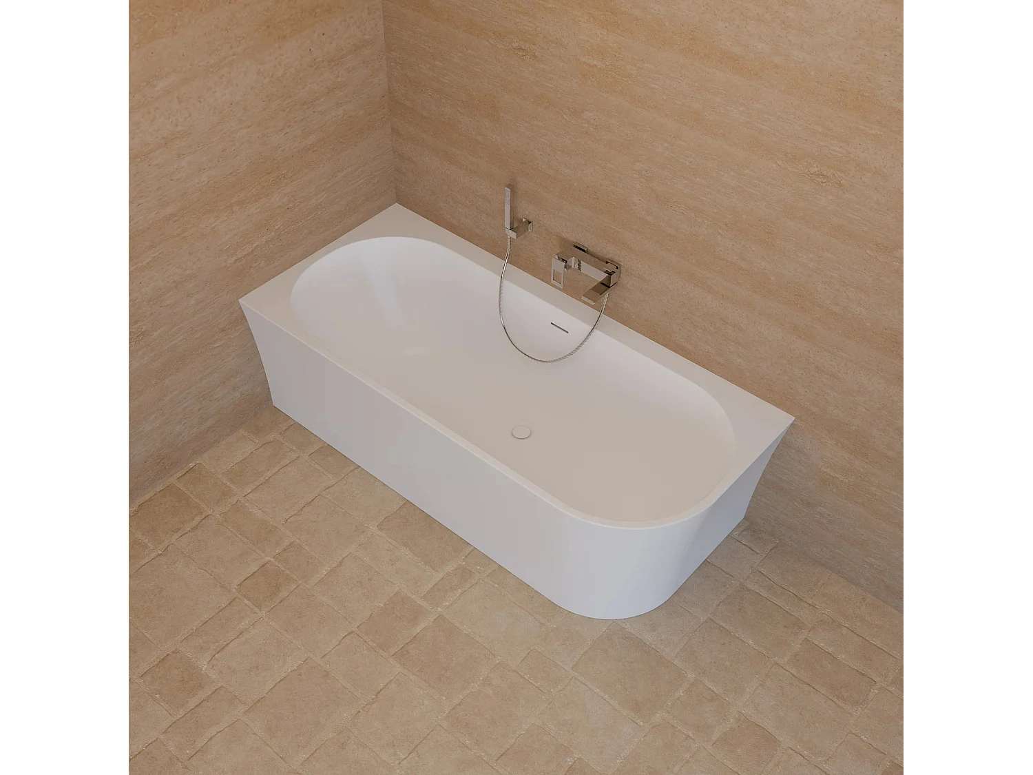 Baignoire Ilot Cosmic 180 gauche blanche 180 x80 x58 cm, by SPALINA
