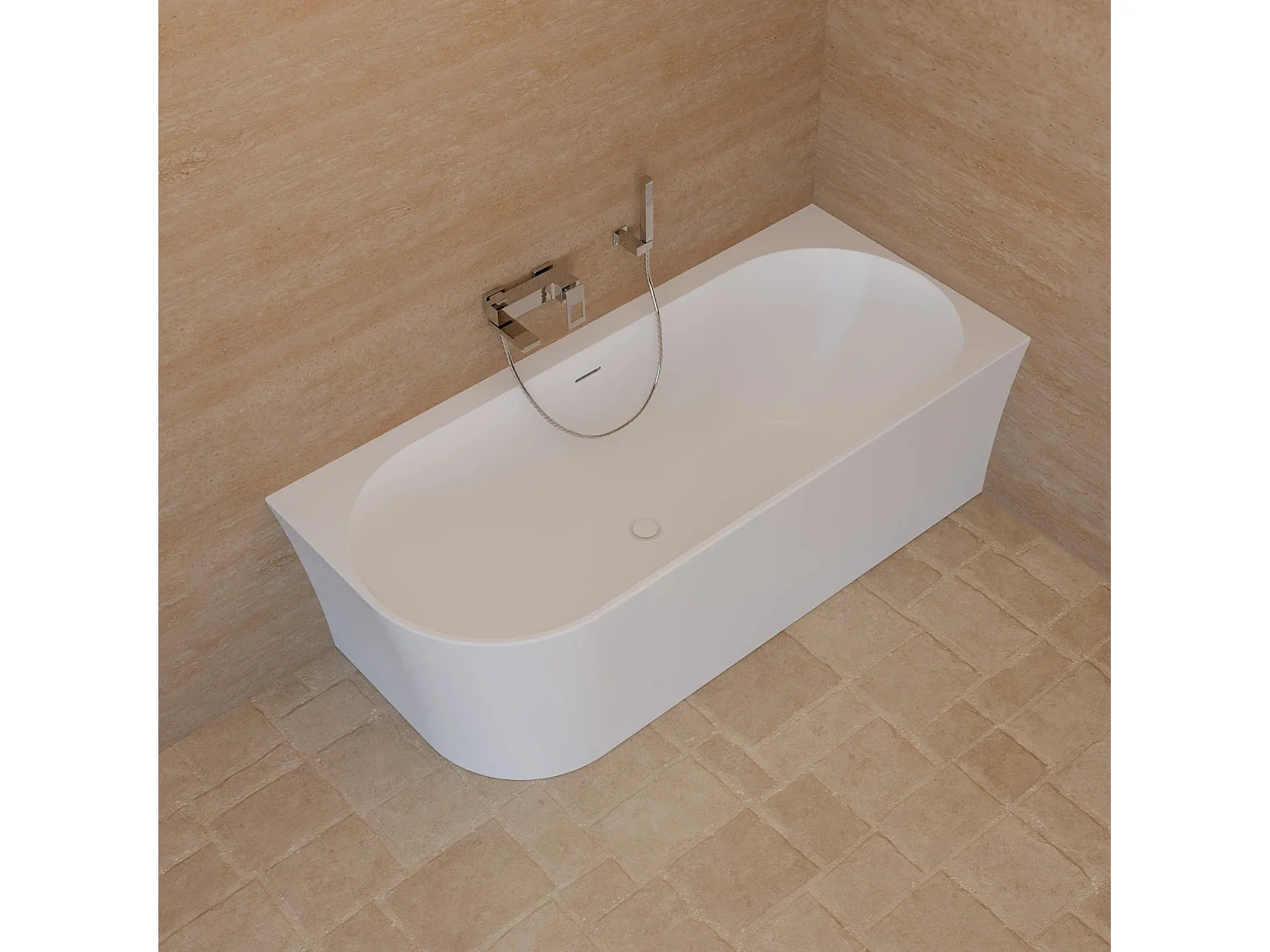 Baignoire Ilot Cosmic 170 droite blanche 170 x76 x58 cm, by SPALINA