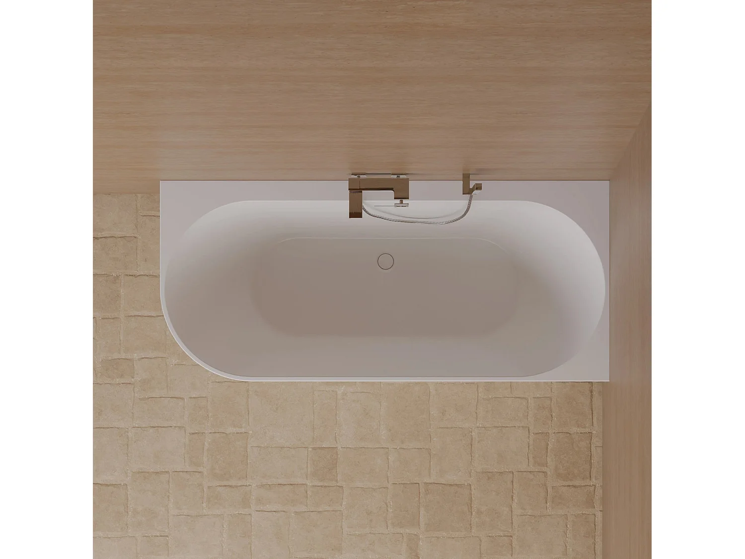 Baignoire Ilot Cosmic 170 droite blanche 170 x76 x58 cm, by SPALINA