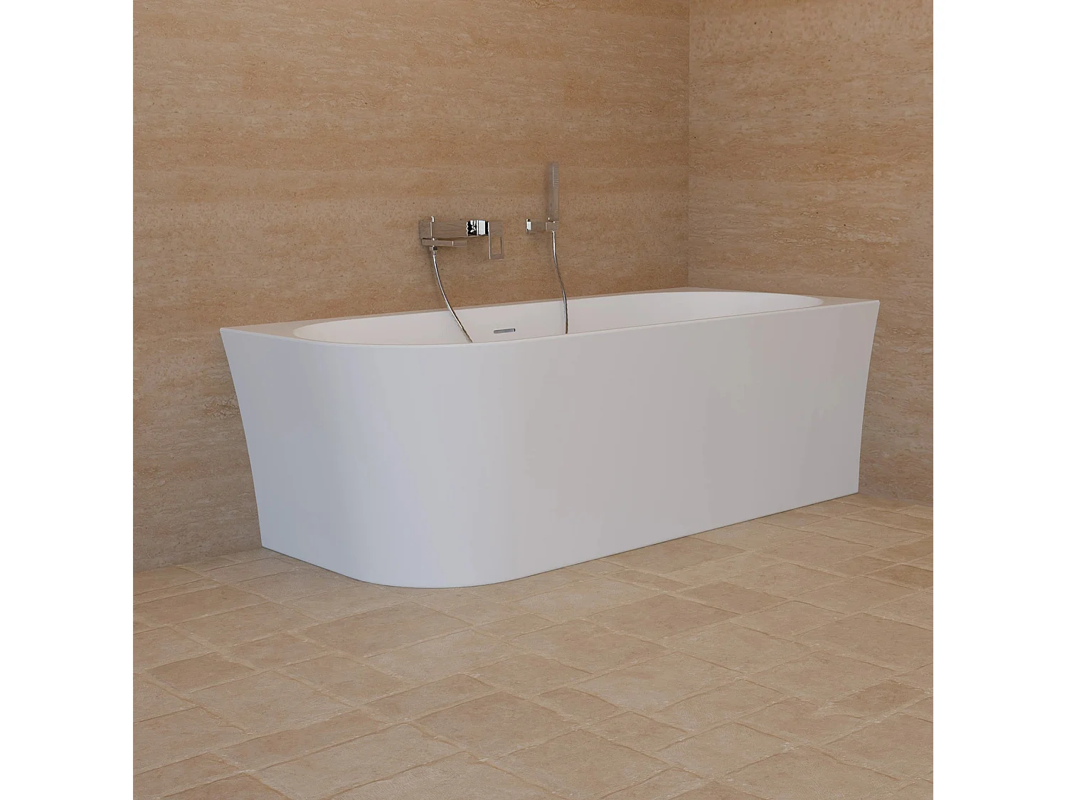 Baignoire Ilot Cosmic 170 droite blanche 170 x76 x58 cm, by SPALINA