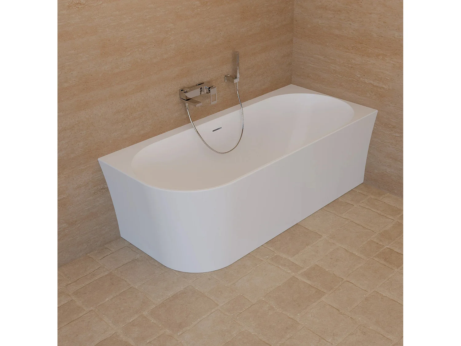 Baignoire Ilot Cosmic 170 droite blanche 170 x76 x58 cm, by SPALINA