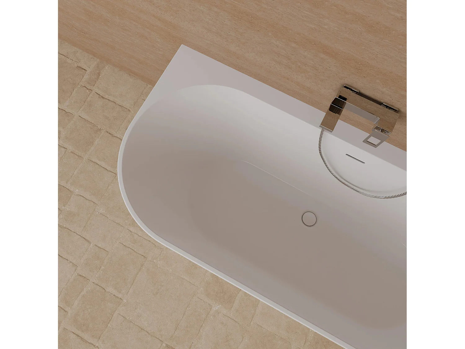 Baignoire Ilot Cosmic 170 droite blanche 170 x76 x58 cm, by SPALINA