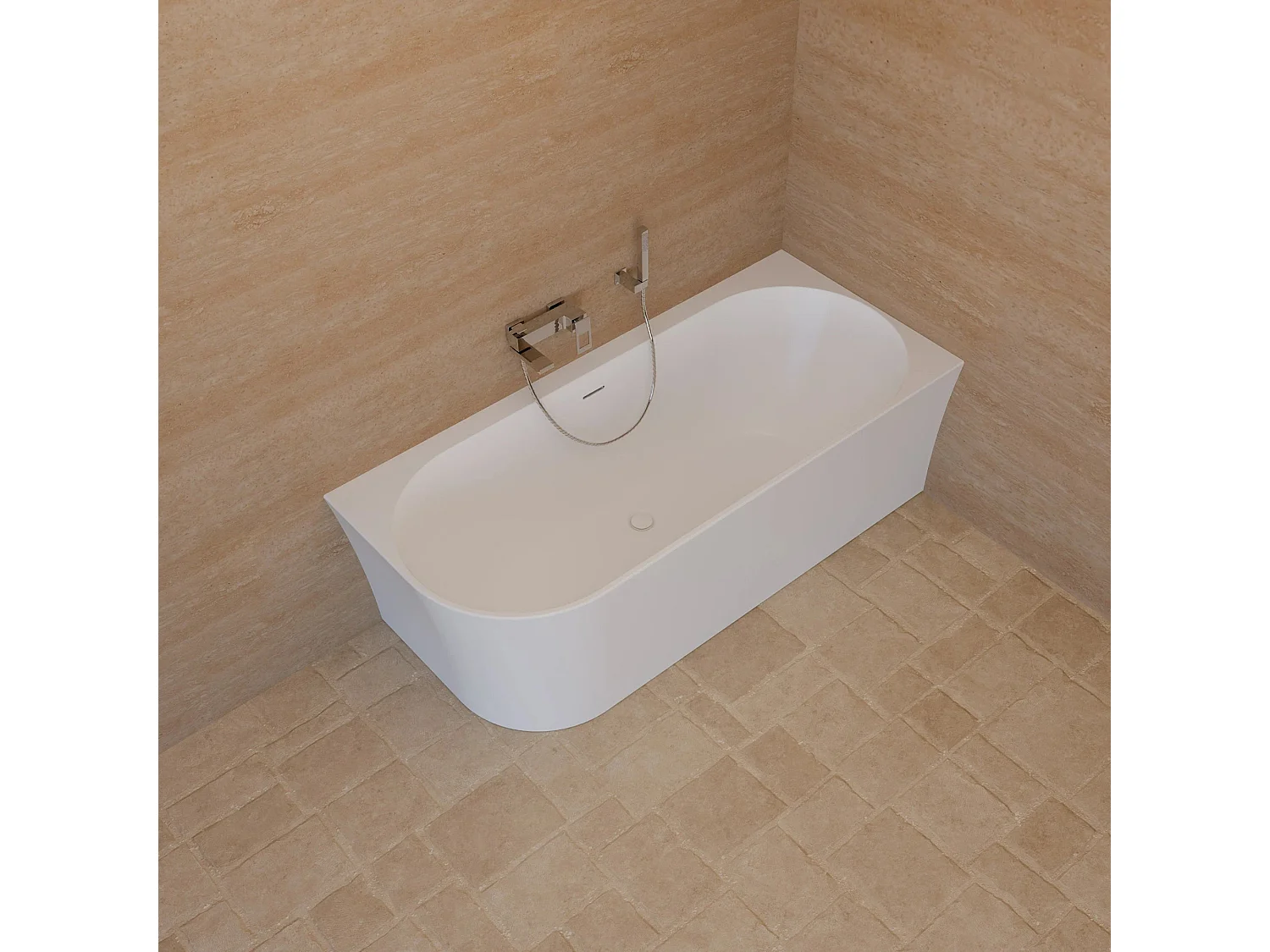 Baignoire Ilot Cosmic 170 droite blanche 170 x76 x58 cm, by SPALINA