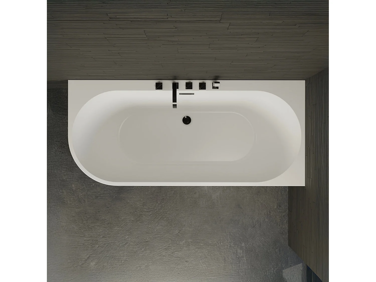 Baignoire Ilot Capri 170 droite noire + robinetterie noire mate 170 x76 x58 cm, by SPALINA