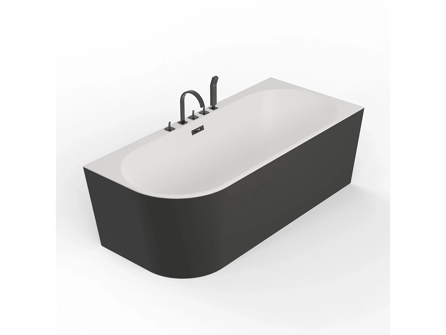 Baignoire Ilot Capri 170 droite noire + robinetterie noire mate 170 x76 x58 cm, by SPALINA