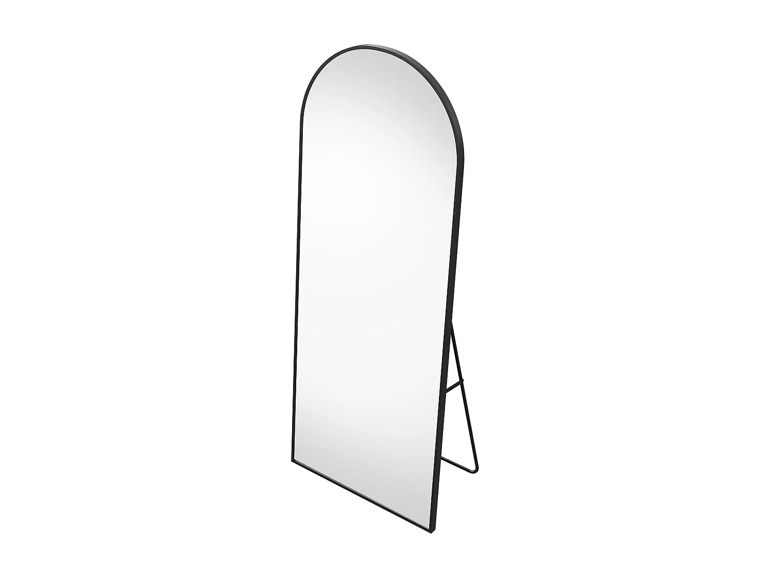 Miroir sur Pied 164 x 54cm, Miroir Arqué sur Pied à Poser au Sol, Cadre en Alliage d’Aluminium, Verre Trempé, Design Arche pour Chambre, Salon et Entrée,Noir