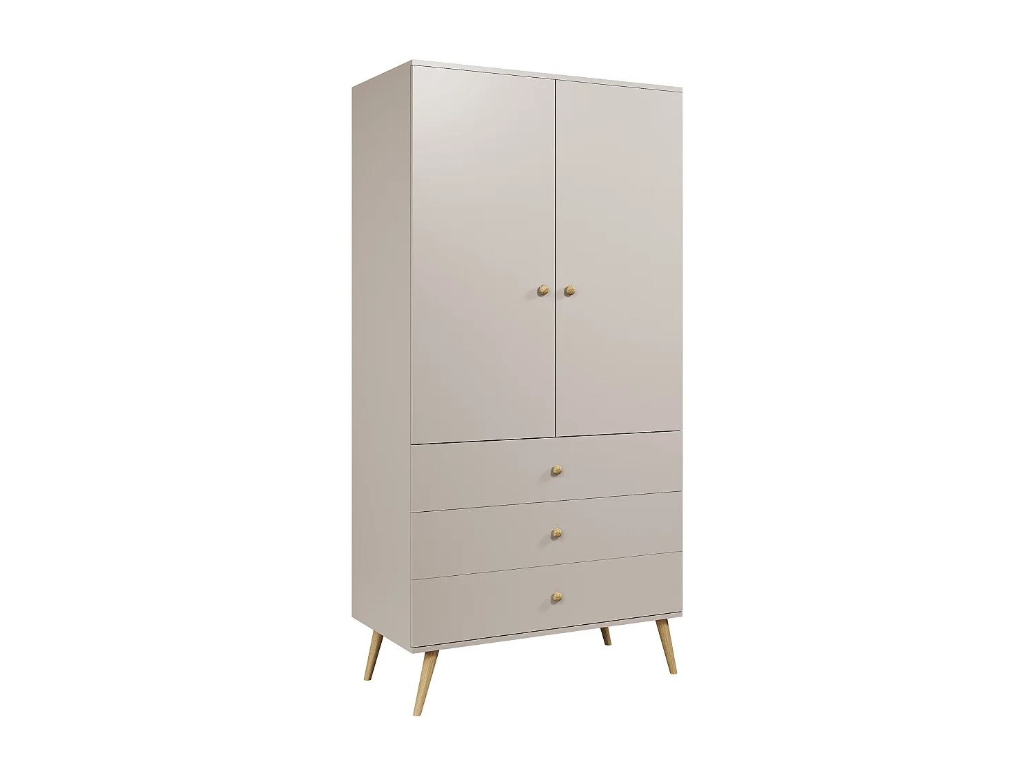 Kleiderschrank NATURA, 100 cm, Weiß Matt, mit 3 Schubladen