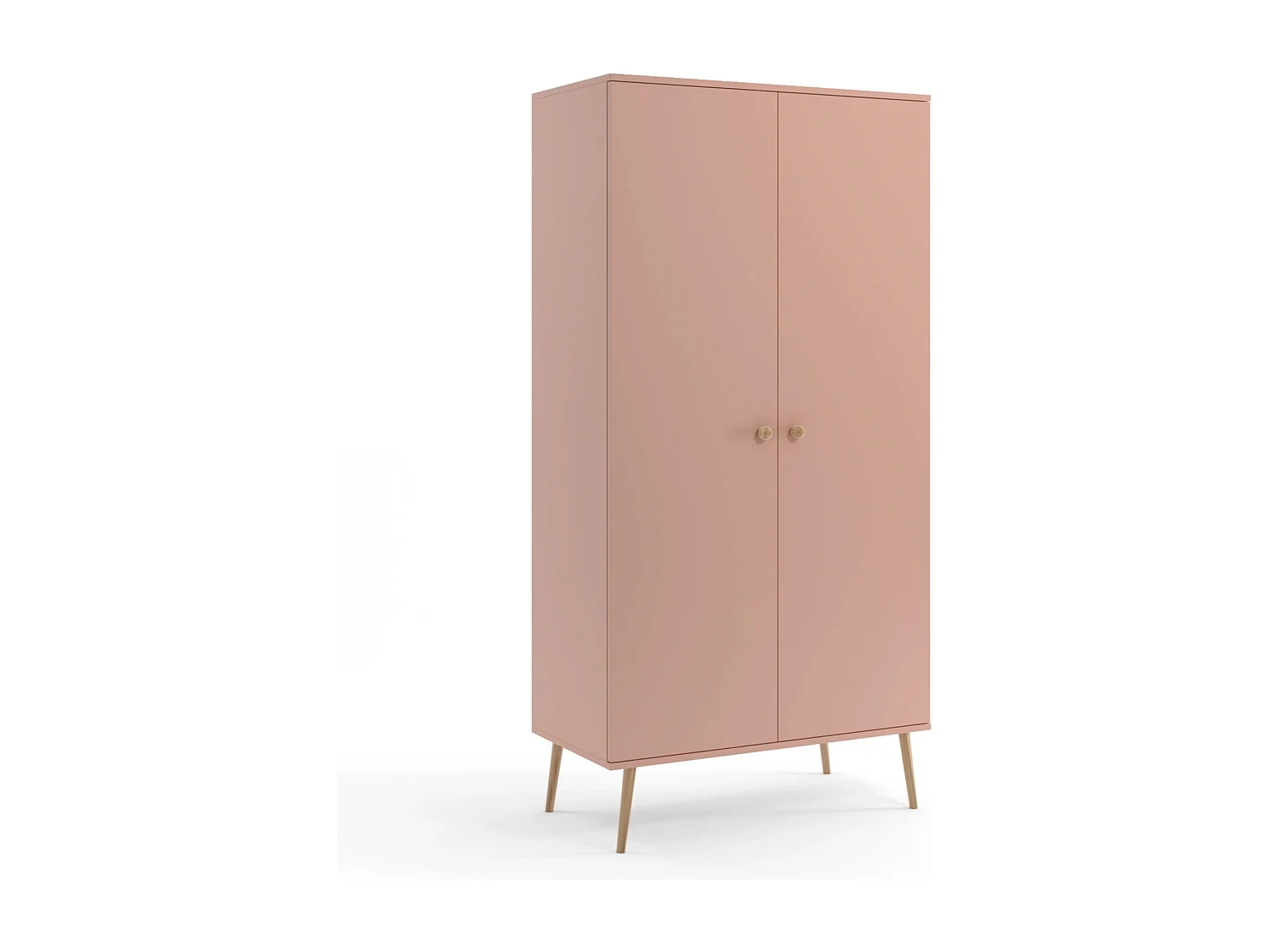 Kleiderschrank NATURA, 100 cm, Rosa, 2-türig, mit Kleiderstange