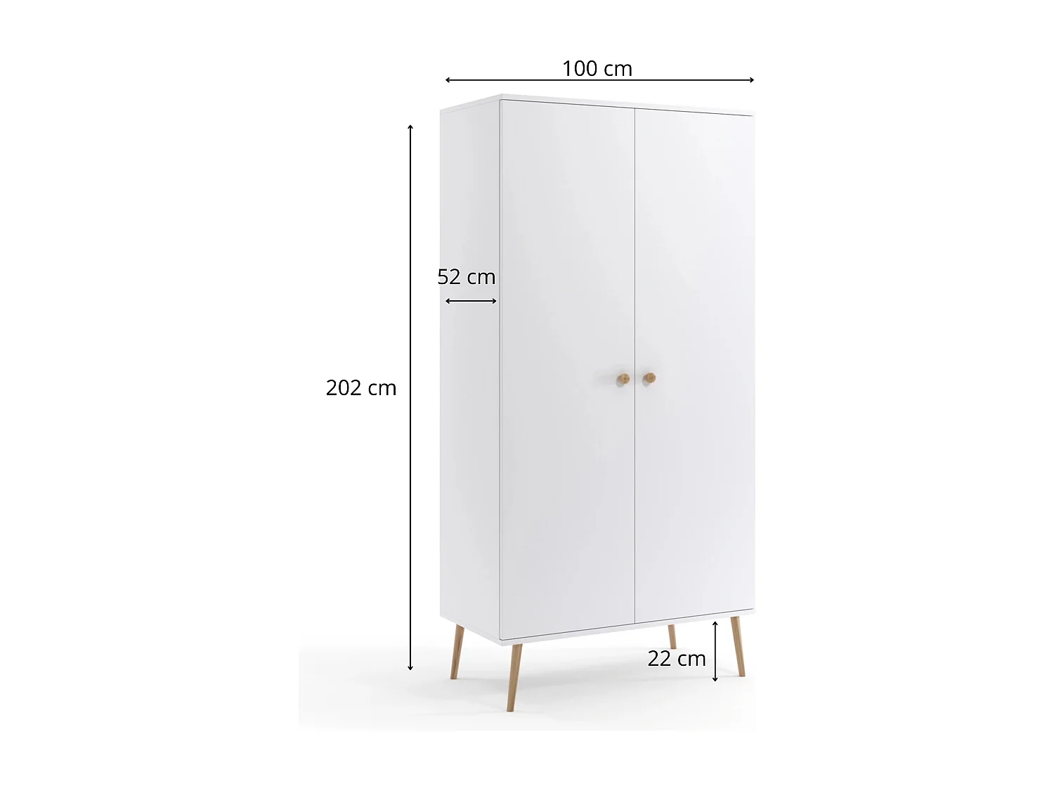 Kleiderschrank NATURA, 100 cm, Rosa, 2-türig, mit Kleiderstange