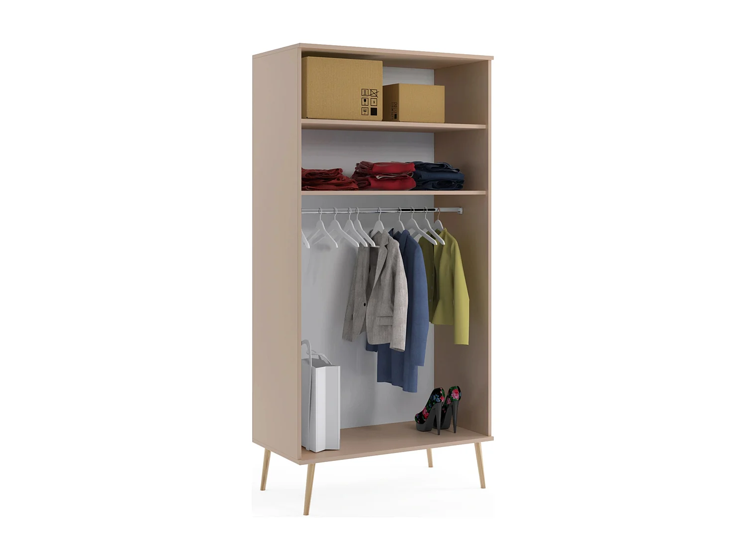 Kleiderschrank NATURA, 100 cm, Beige Macchiato, 2-türig, mit Kleiderstange