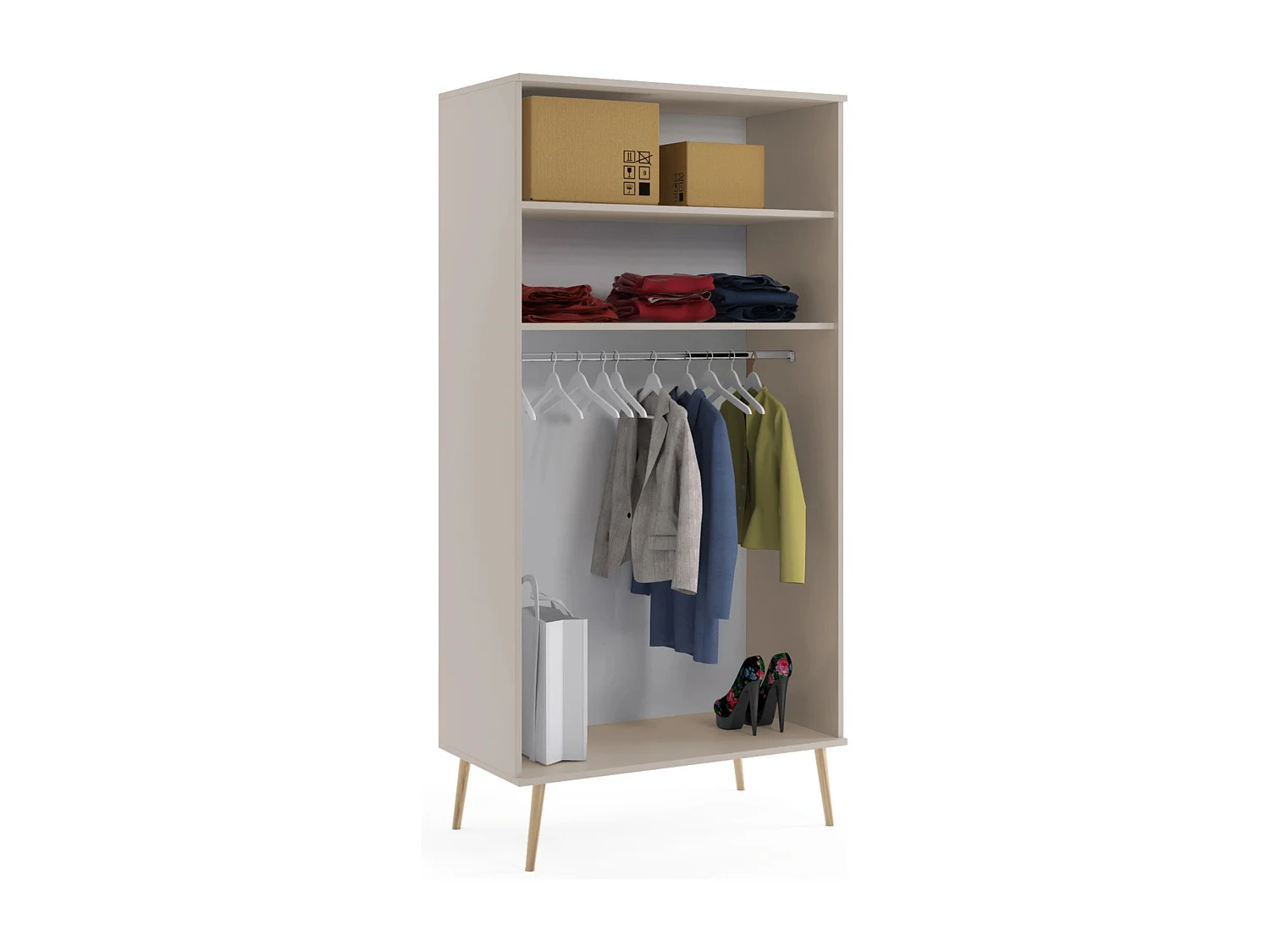Kleiderschrank NATURA, 100 cm, Kaschmir,  2-türig, mit Kleiderstange