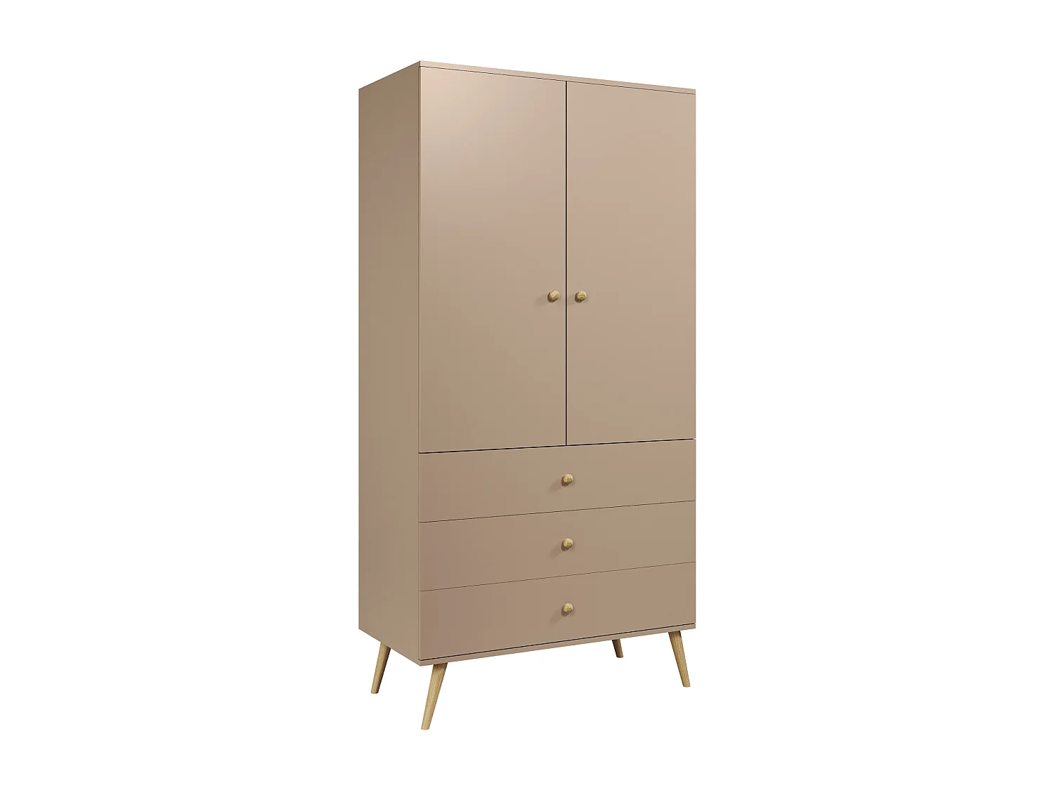 Kleiderschrank NATURA, 100 cm, Beige Macchiato, mit 3 Schubladen
