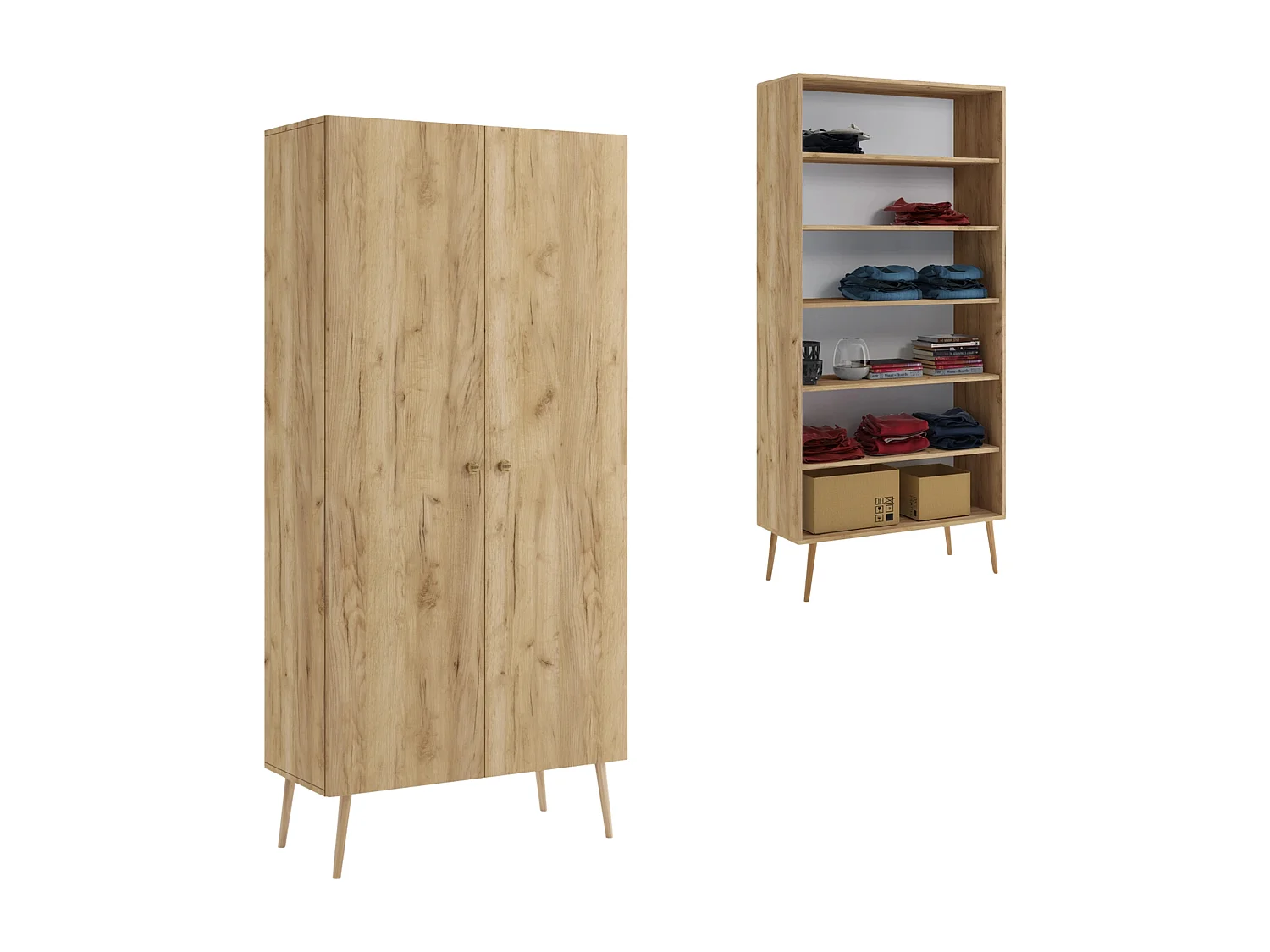 Kleiderschrank NATURA, 87 cm, Rosa, mit 5 Fächern
