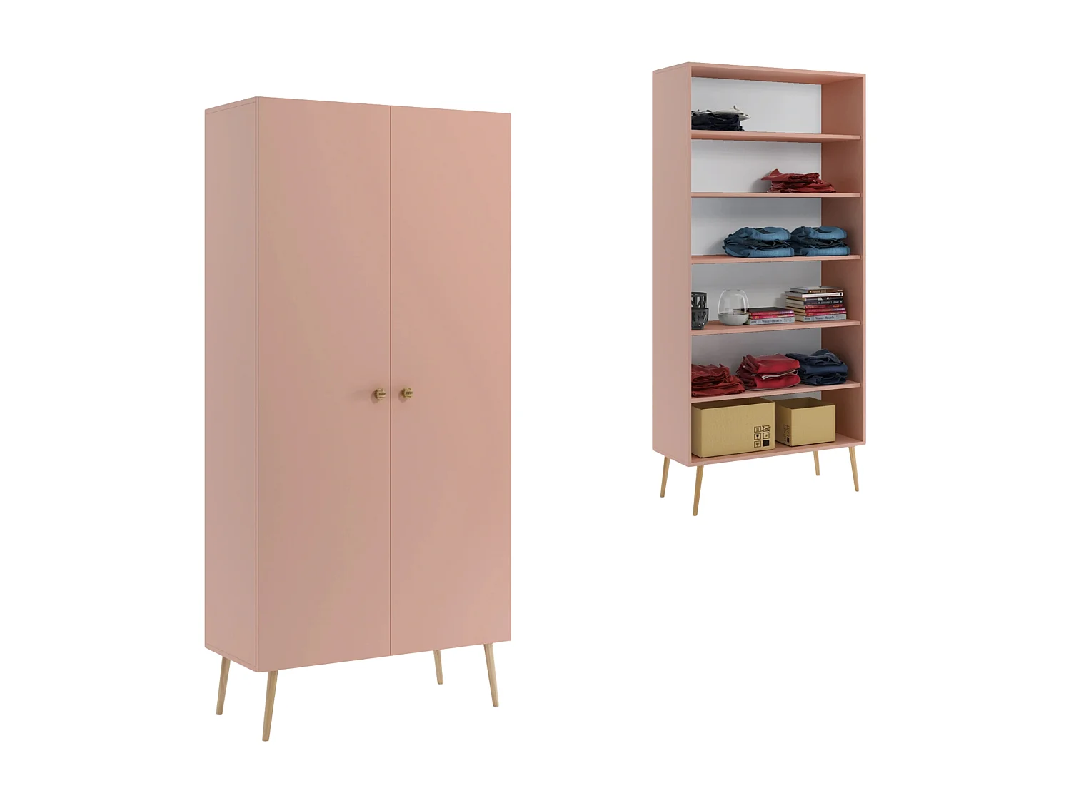Kleiderschrank NATURA, 87 cm, Eiche Craft, mit 5 Fächern