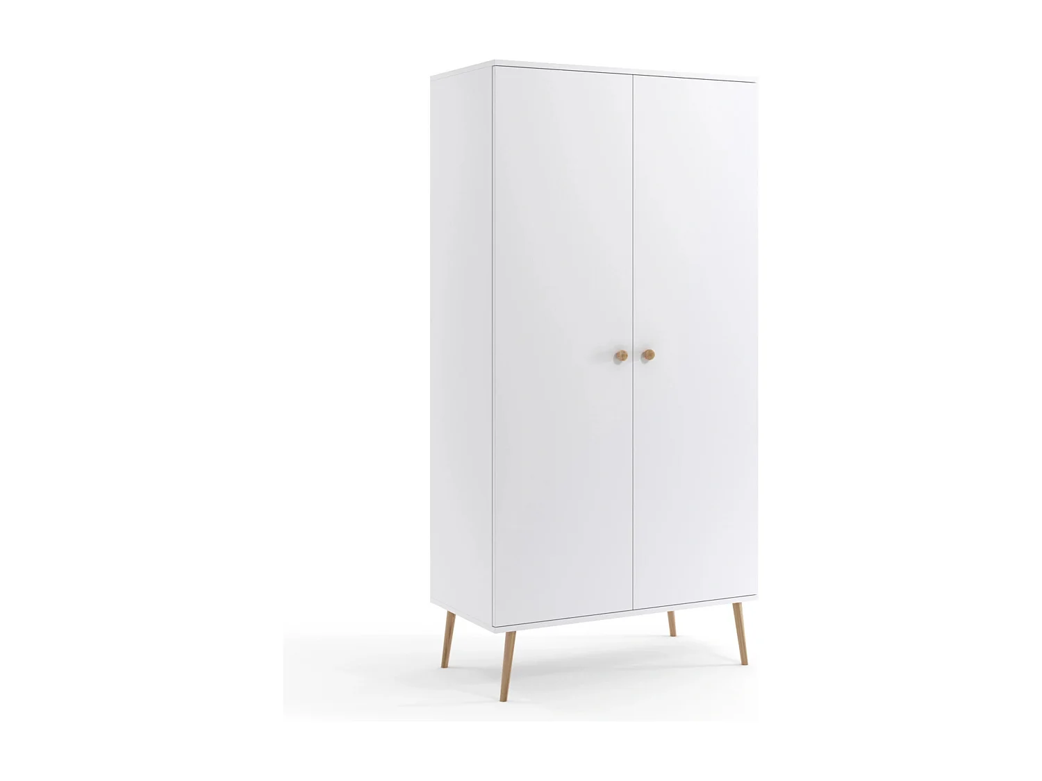 Kleiderschrank NATURA, 100 cm, Weiß Matt,  2-türig, mit Kleiderstange