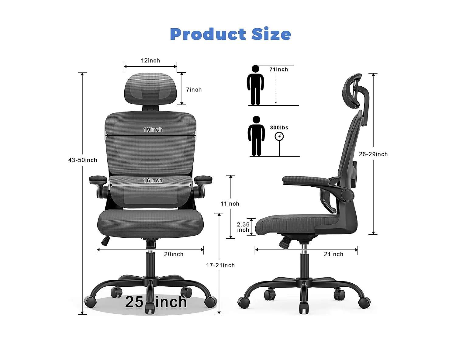 Fauteuil de bureau pivotant avec fonction balancelle pour le bureau à domicile