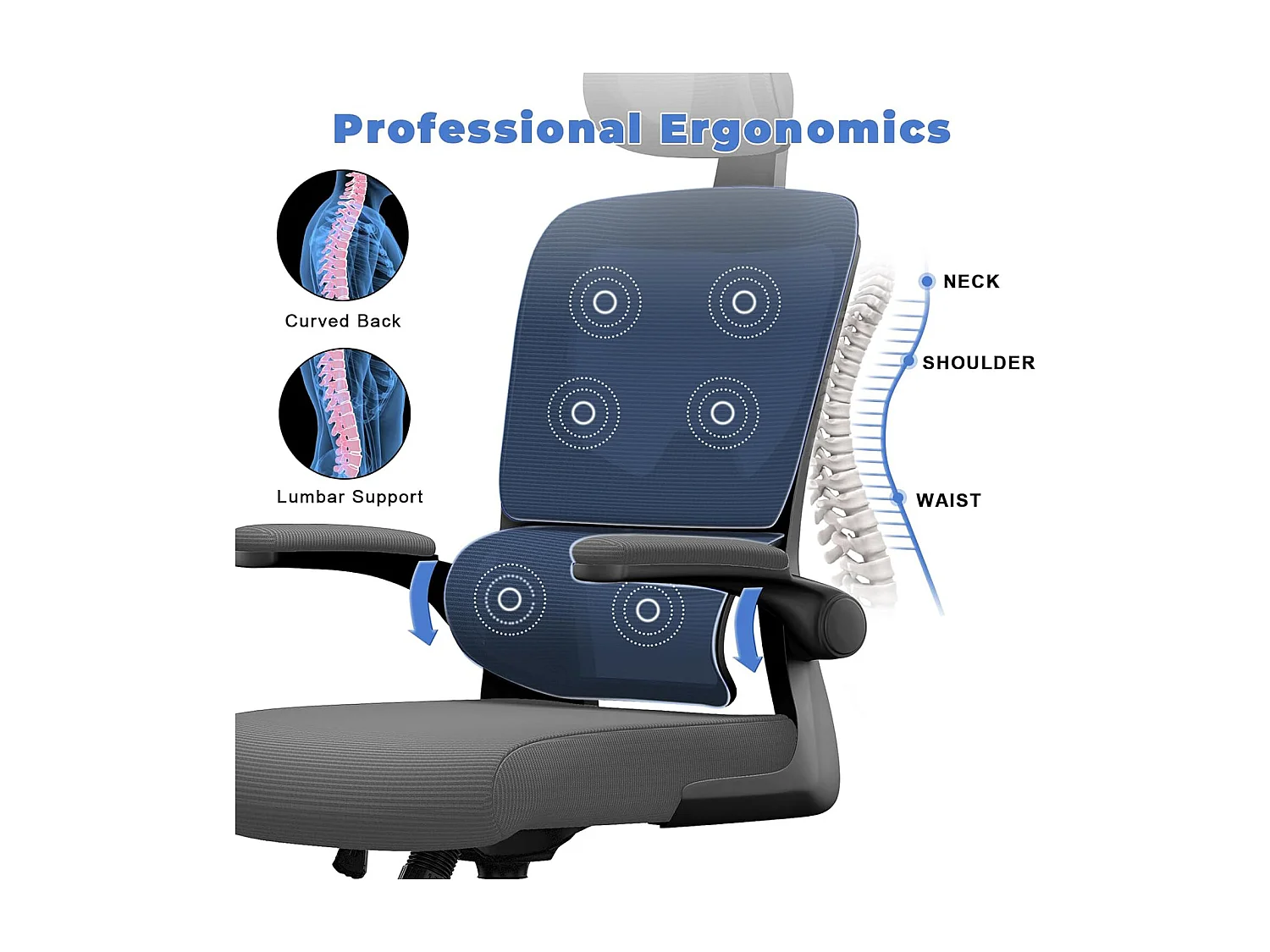 Fauteuil de bureau pivotant avec fonction balancelle pour le bureau à domicile