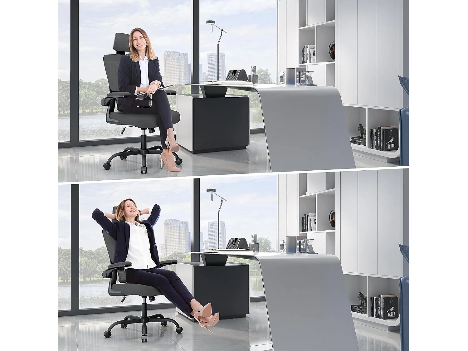 Fauteuil de bureau pivotant avec fonction balancelle pour le bureau à domicile