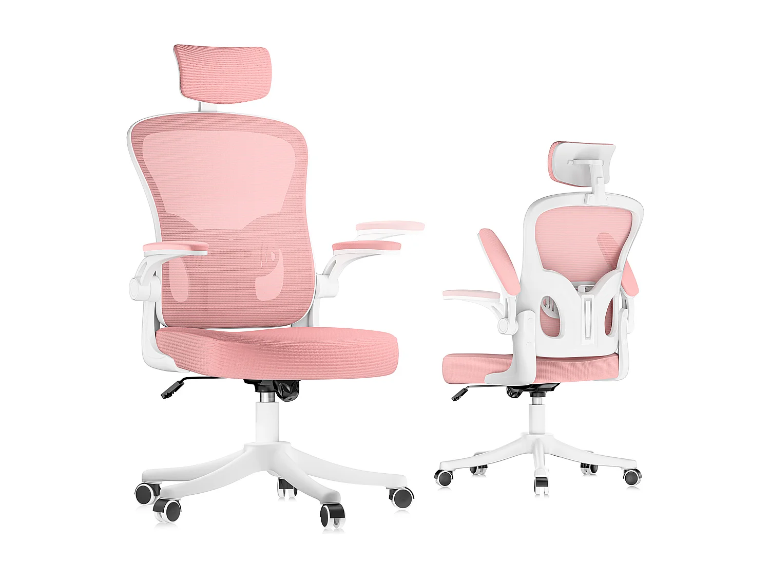 Chaise de bureau ergonomique avec hauteur réglable, appui-tête, accoudoirs rabattables et soutien lombaire