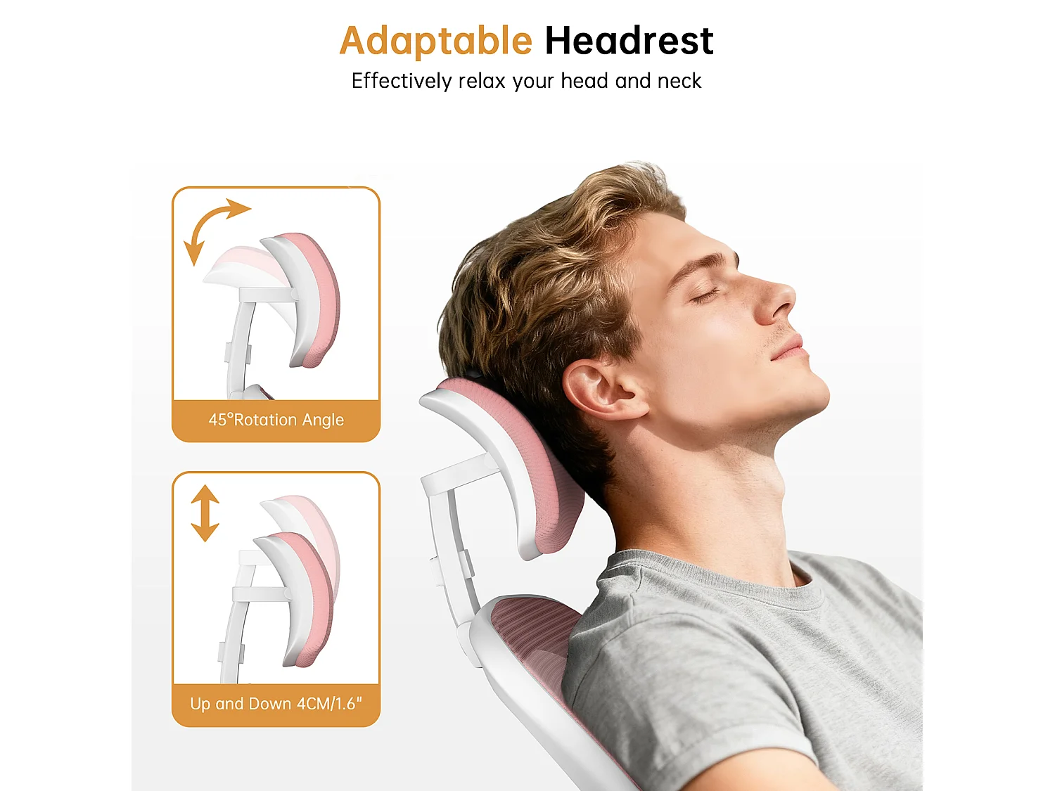 Chaise de bureau ergonomique avec hauteur réglable, appui-tête, accoudoirs rabattables et soutien lombaire