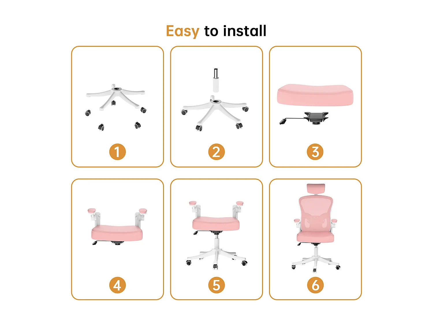 Chaise de bureau ergonomique avec hauteur réglable, appui-tête, accoudoirs rabattables et soutien lombaire