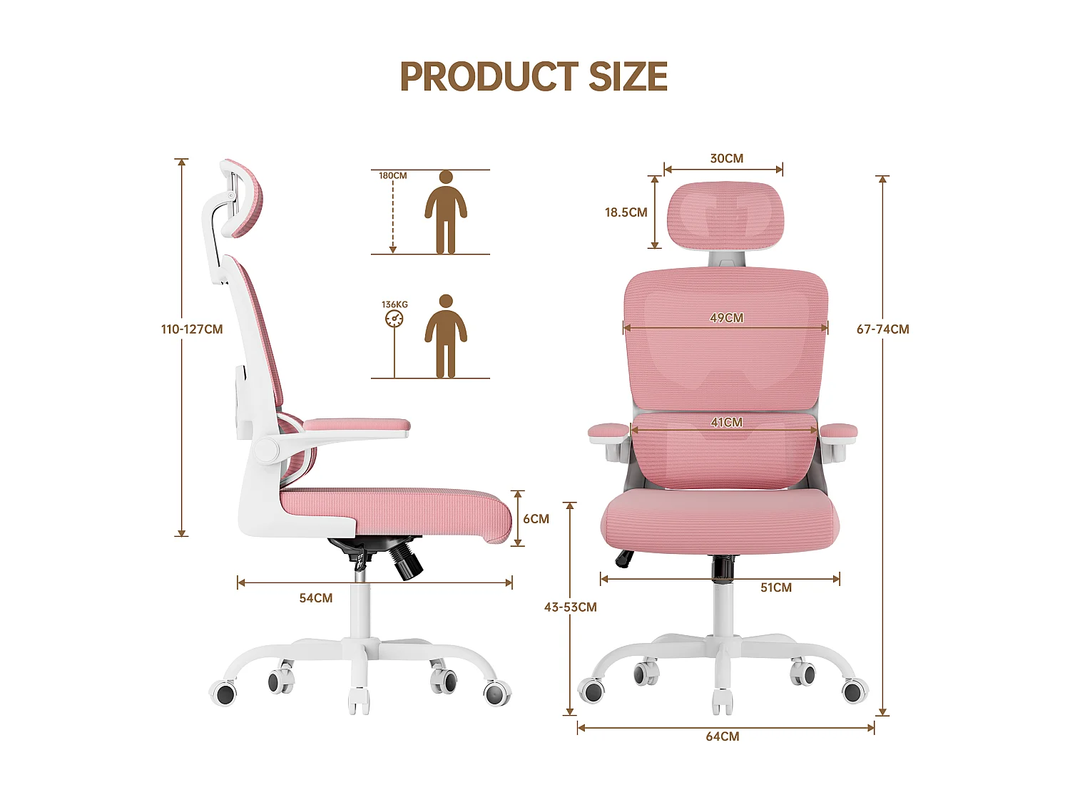 Fauteuil de bureau pivotant avec fonction balancelle pour le bureau à domicile