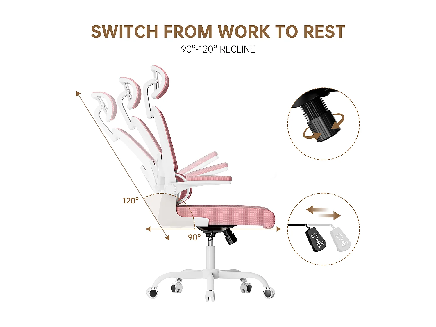 Fauteuil de bureau pivotant avec fonction balancelle pour le bureau à domicile