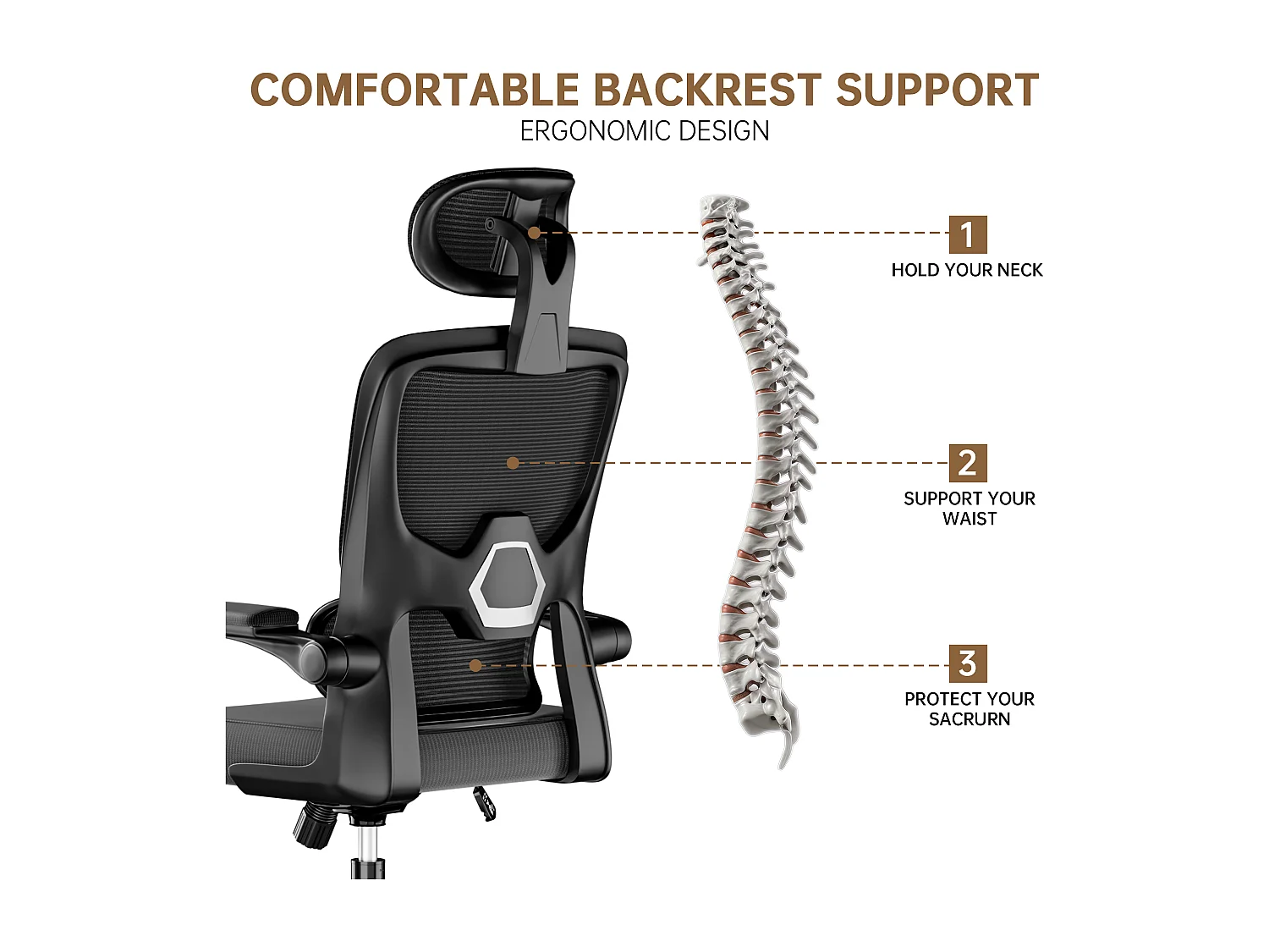 Fauteuil de bureau pivotant avec fonction balancelle pour le bureau à domicile