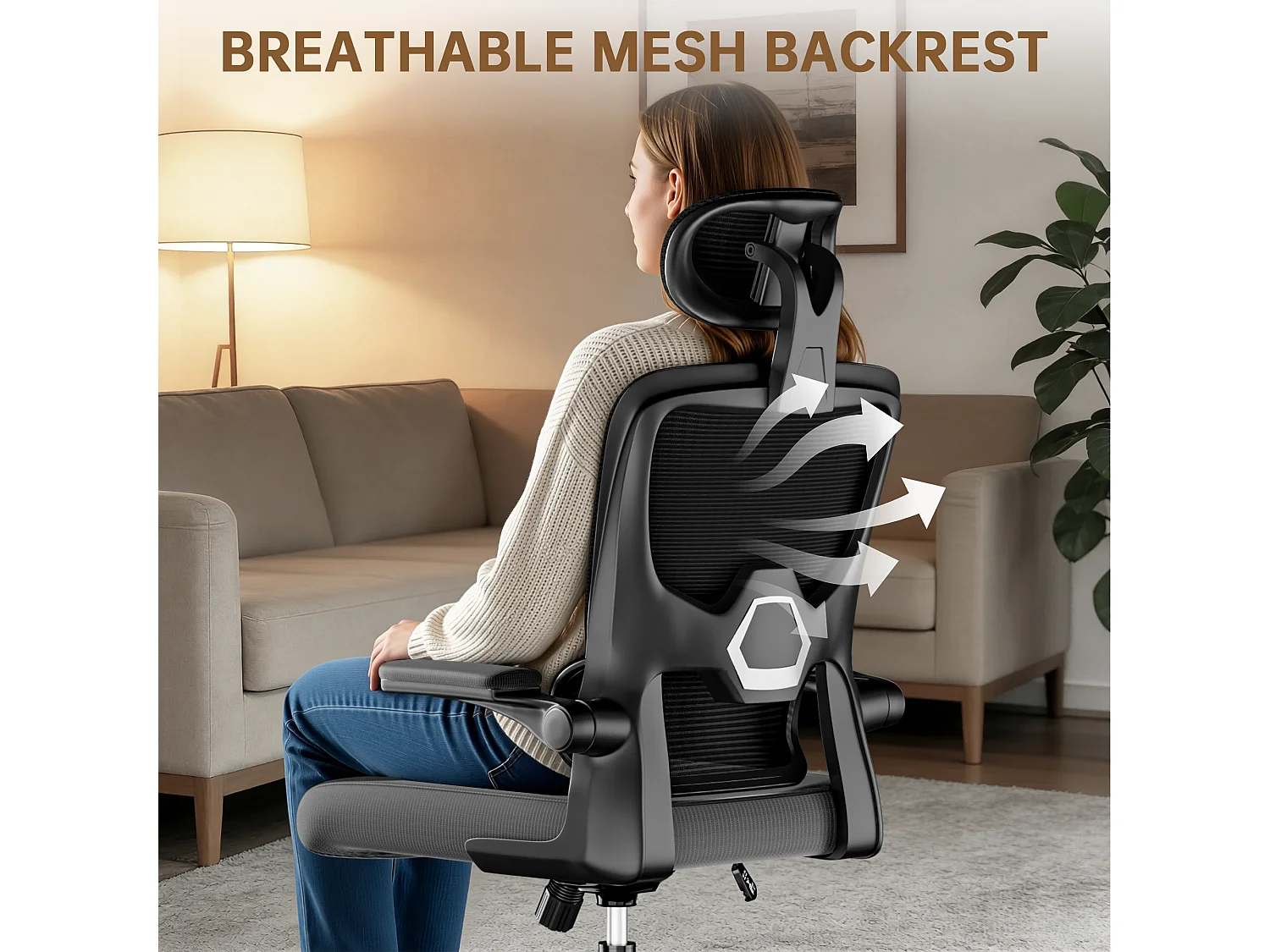 Fauteuil de bureau pivotant avec fonction balancelle pour le bureau à domicile