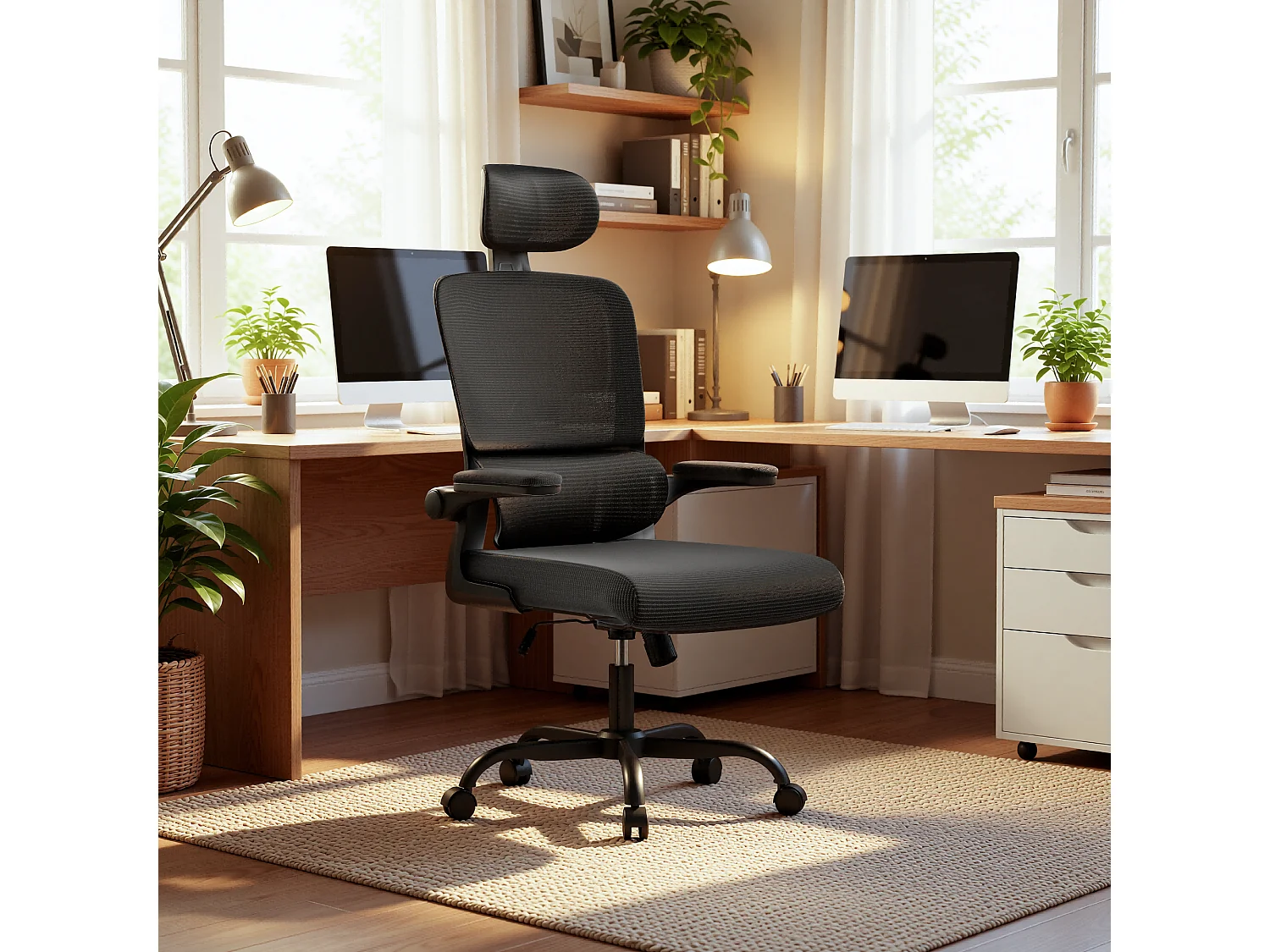 Fauteuil de bureau pivotant avec fonction balancelle pour le bureau à domicile