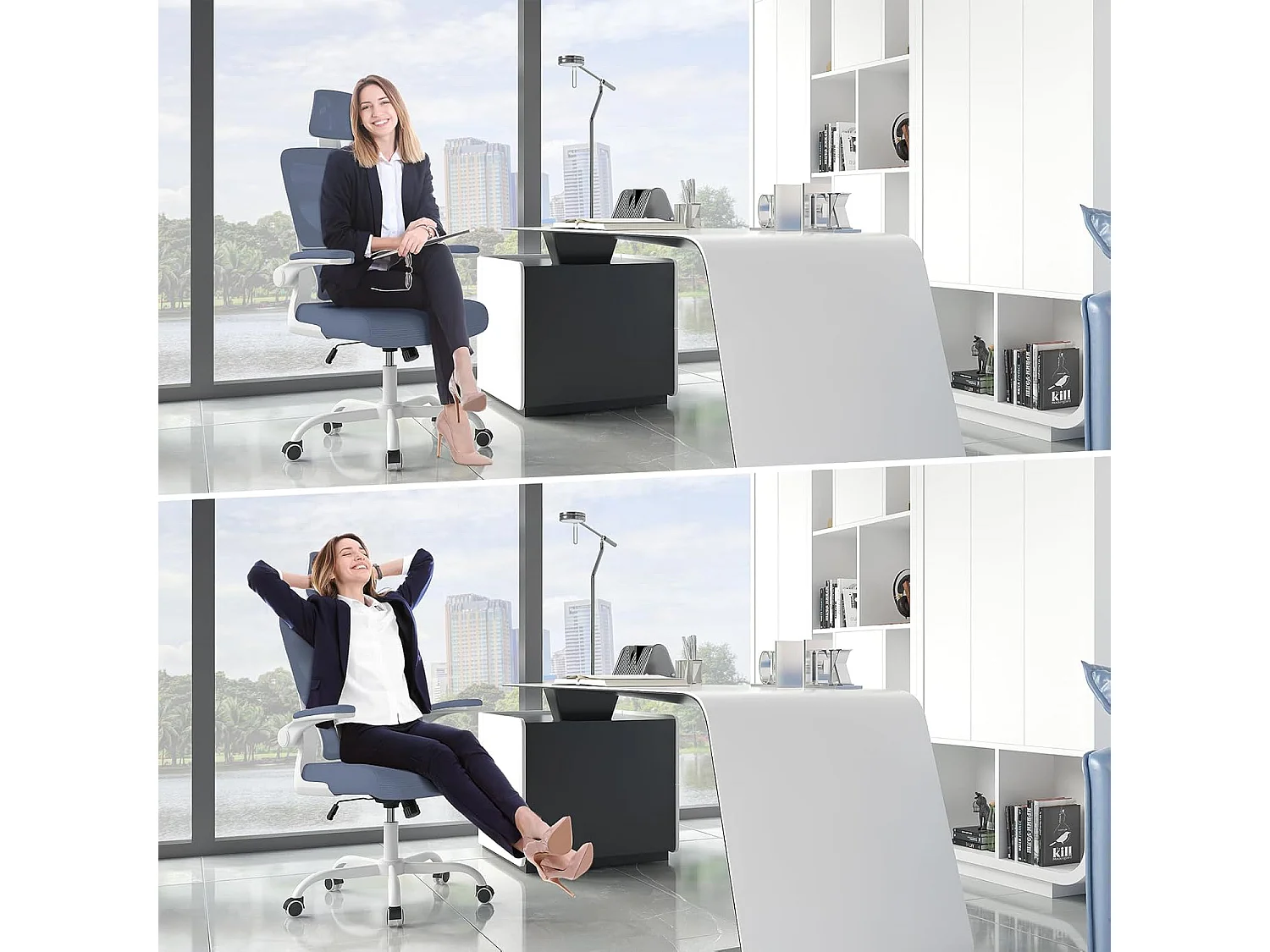 Fauteuil de bureau pivotant avec fonction balancelle pour le bureau à domicile