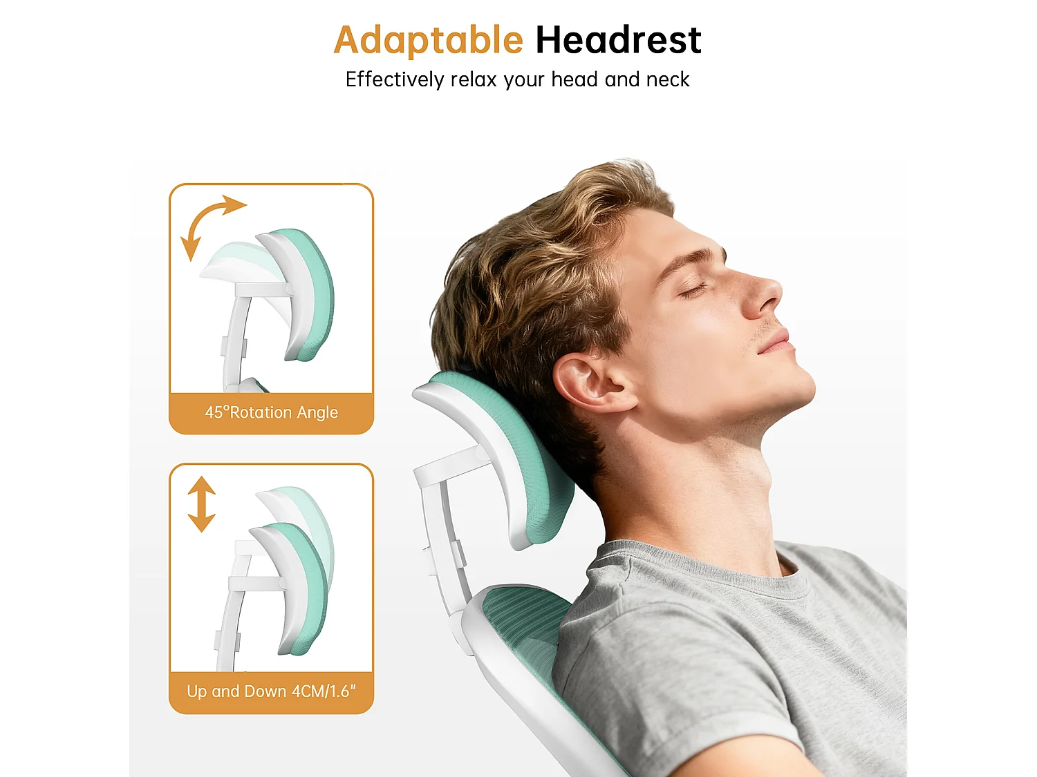 Chaise de bureau ergonomique avec hauteur réglable, appui-tête, accoudoirs rabattables et soutien lombaire