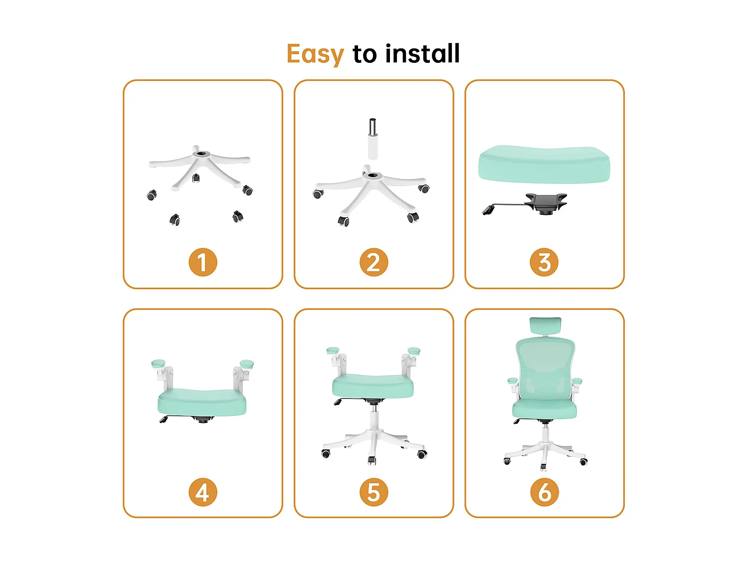 Chaise de bureau ergonomique avec hauteur réglable, appui-tête, accoudoirs rabattables et soutien lombaire