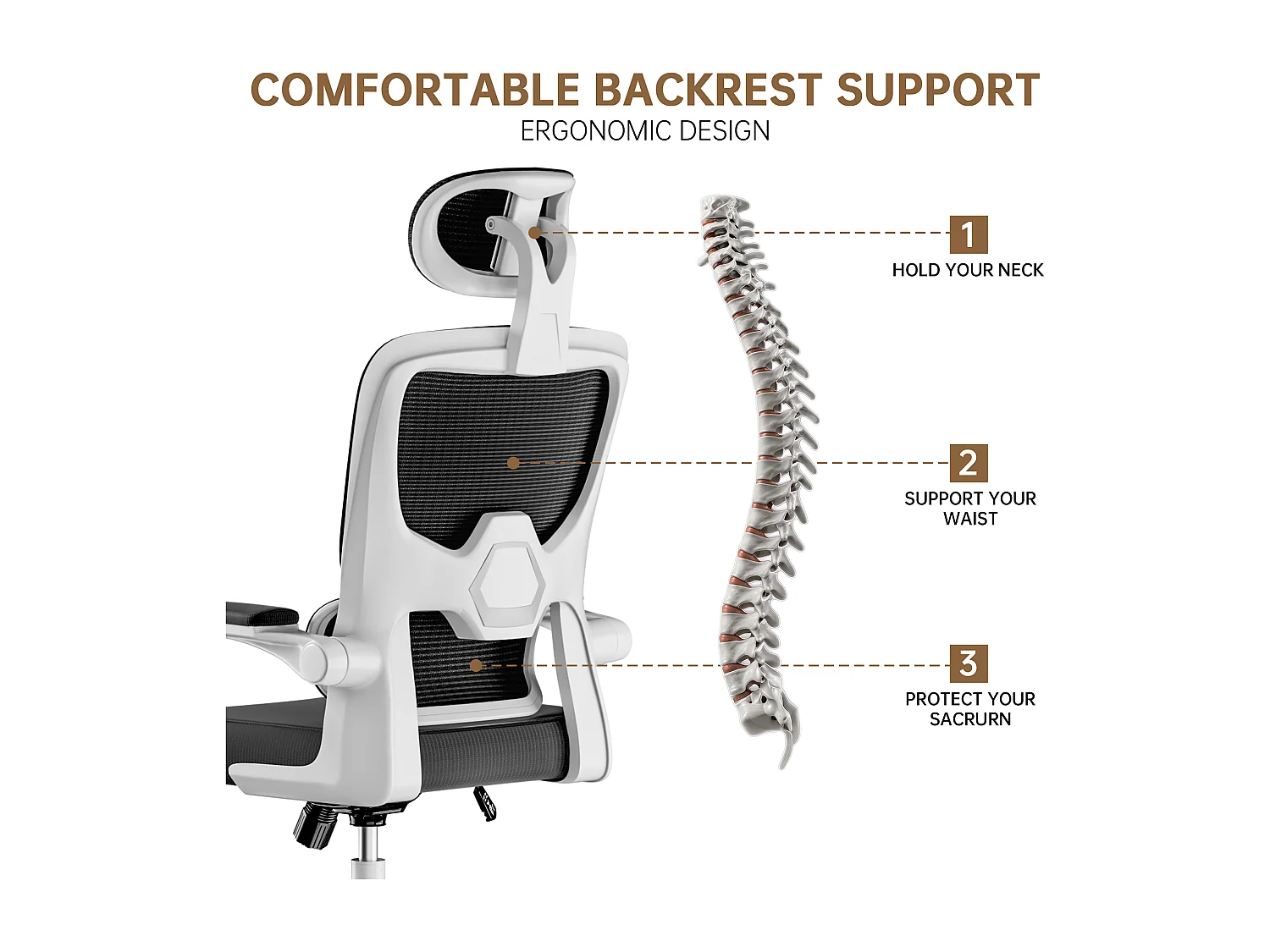 Fauteuil de bureau pivotant avec fonction balancelle pour le bureau à domicile