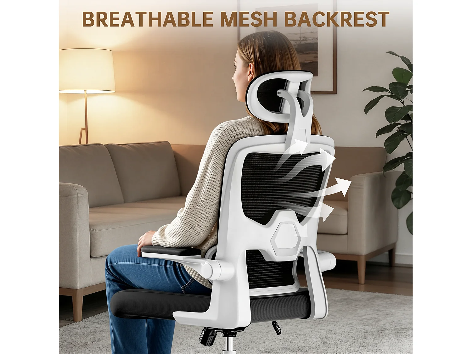 Fauteuil de bureau pivotant avec fonction balancelle pour le bureau à domicile