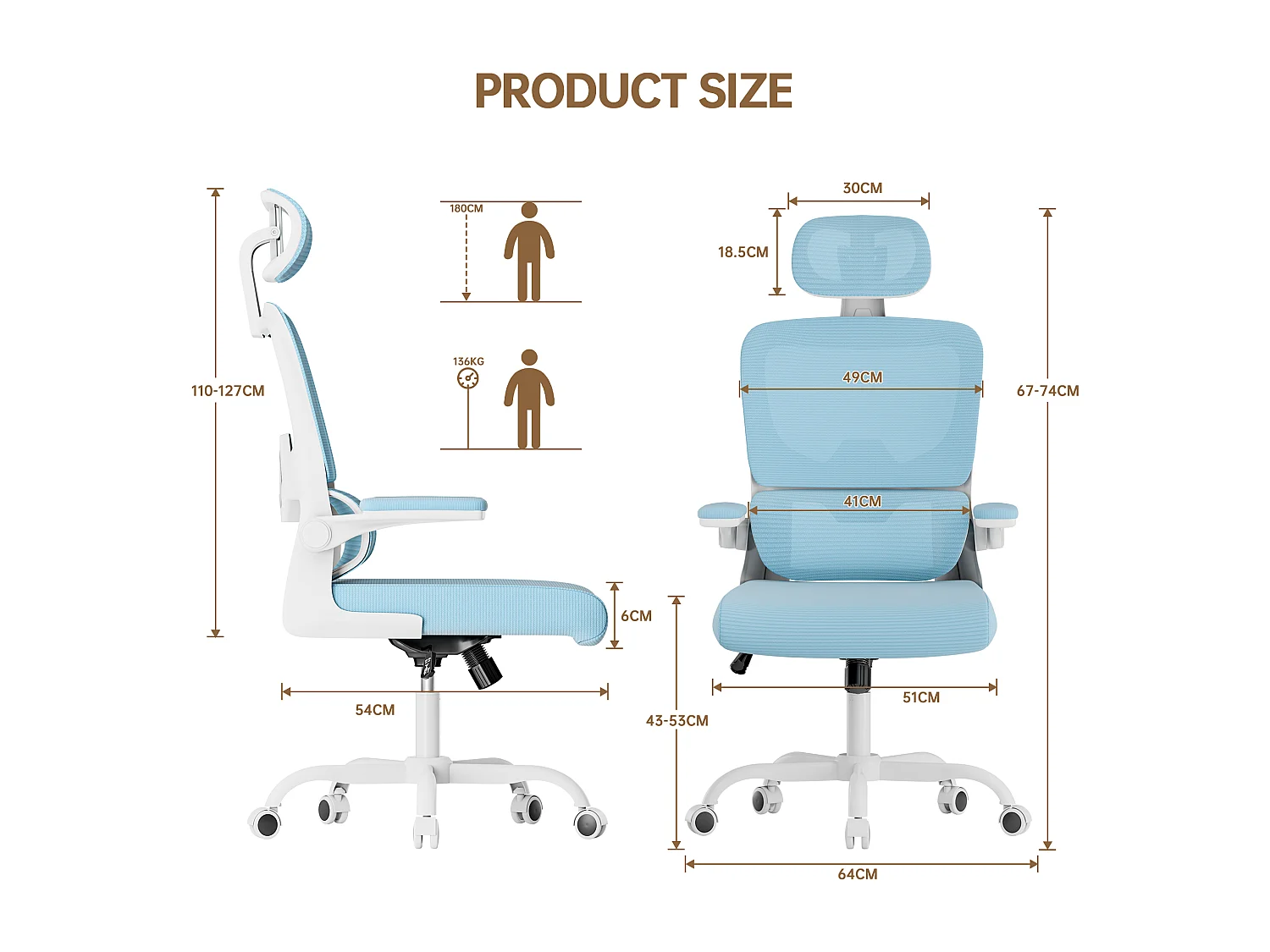 Fauteuil de bureau pivotant avec fonction balancelle pour le bureau à domicile