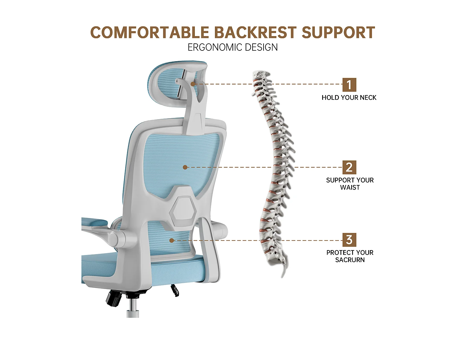 Fauteuil de bureau pivotant avec fonction balancelle pour le bureau à domicile