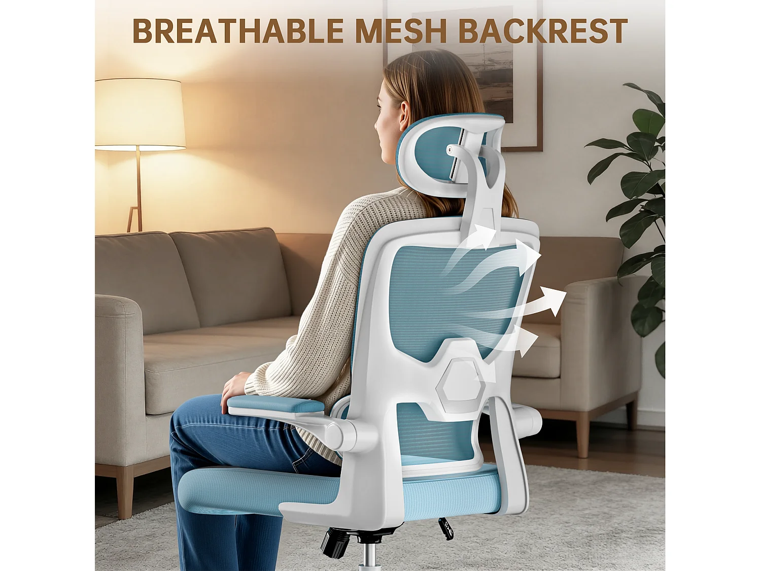 Fauteuil de bureau pivotant avec fonction balancelle pour le bureau à domicile